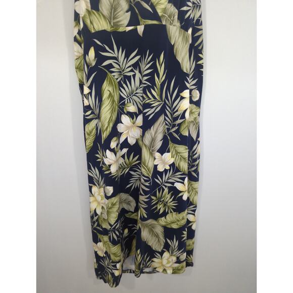 Caribbean Joe Blue Tropical Hawaiian Open Back Halter Midi Dress XL NWT - Picture 3 of 8